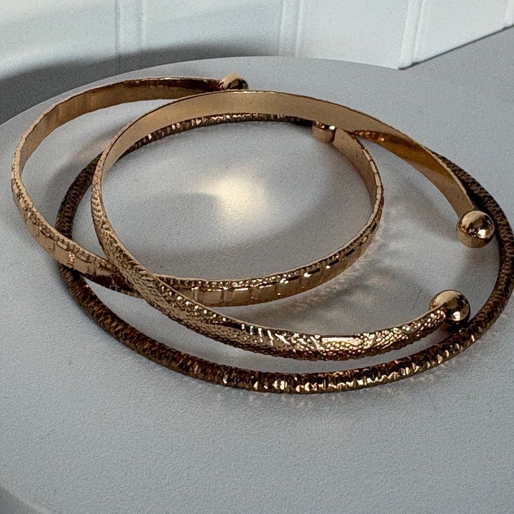 Gold Textured Bracelet Trio